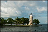 Trees and lighthouse, Boca Chita Key. Biscayne National Park, Florida, USA.