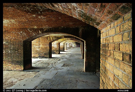Gunroom on the first floor of Fort Jefferson. Dry Tortugas National Park, Florida, USA.