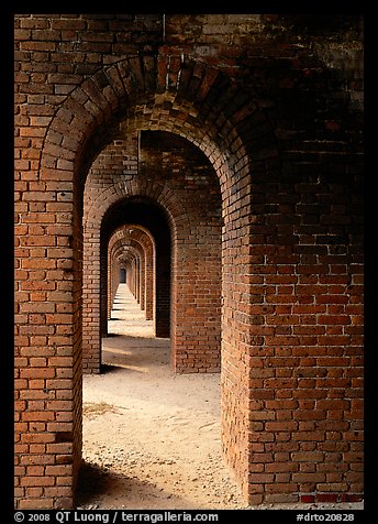 Arches on the second floor of Fort Jefferson. Dry Tortugas National Park, Florida, USA.