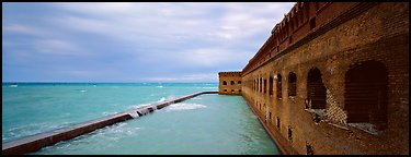 Oceanscape with brick wall. Dry Tortugas  National Park (Panoramic color)