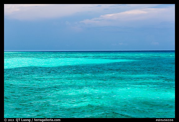 Turquoise waters over shallow sand bars, Loggerhead Key. Dry Tortugas National Park, Florida, USA.