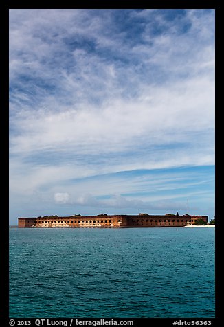 Fort Jefferson and cloud above Gulf waters. Dry Tortugas National Park, Florida, USA.