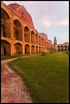 Inside Fort Jefferson at sunset. Dry Tortugas National Park, Florida, USA.