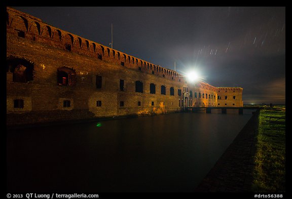 Fort Jefferson at night with Harbor Light. Dry Tortugas National Park (color)