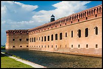 Moat, wall, and Harbor Light. Dry Tortugas National Park, Florida, USA. (color)