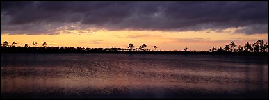 Sunset over lake with dark clouds. Everglades National Park (Panoramic color)
