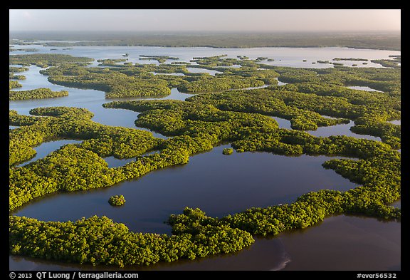 Aerial view of Ten Thousand Islands and Chokoloskee Bay. Everglades National Park, Florida, USA.