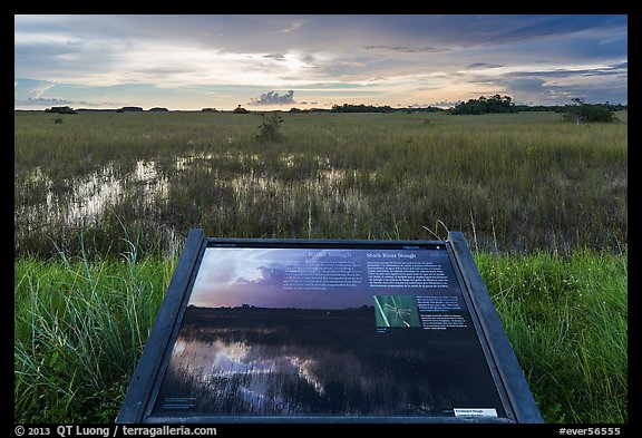 Shark River Slough interpretative sign. Everglades National Park, Florida, USA.