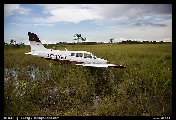 Crashed plane in marsh, Shark Valley. Everglades National Park (color)