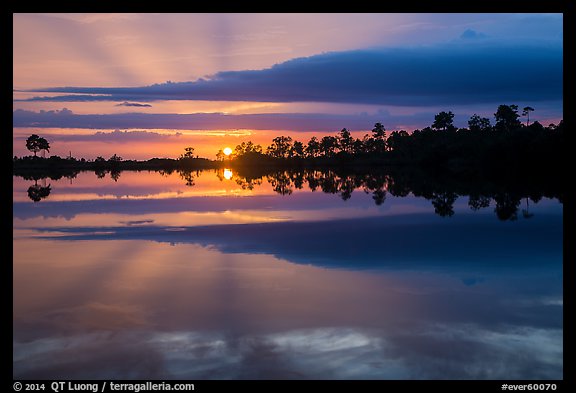 Sunset reflections, Pines Glades Lake. Everglades National Park (color)