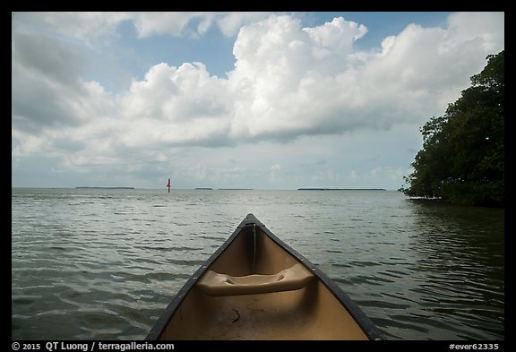 Canoe pointing to Florida Bay. Everglades National Park (color)
