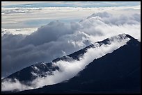 Crater ridges with clouds. Haleakala National Park, Hawaii, USA. (color)