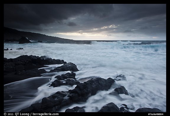Storm and surf, Kipahulu. Haleakala National Park, Hawaii, USA.