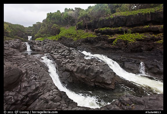 Cascades and waterfalls at the Seven Sacred Pools. Haleakala National Park (color)