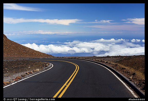 Road above clouds near Puuulaula Summit. Haleakala National Park (color)