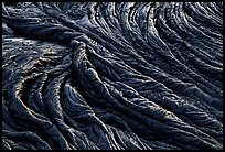Pattern of fabric-like hardened pahoehoe lava. Hawaii Volcanoes National Park, Hawaii, USA. (color)
