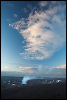 Halemaumau crater smoke and cloud at sunrise, Kilauea. Hawaii Volcanoes National Park, Hawaii, USA.