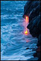 Lava spigot at dawn. Hawaii Volcanoes National Park, Hawaii, USA. (color)