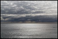 Silvery ocean and clouds, early morning. Hawaii Volcanoes National Park, Hawaii, USA. (color)