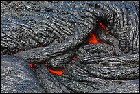 Silvery new lava with glow underneath. Hawaii Volcanoes National Park ( color)