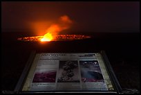 Halemaumau crater interpretative sign. Hawaii Volcanoes National Park, Hawaii, USA. (color)