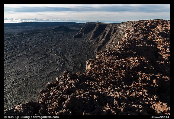Mokuaweoweo caldera rim from Mauna Loa summit. Hawaii Volcanoes National Park (color)