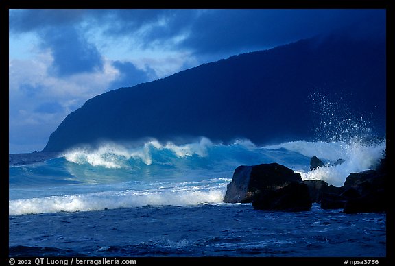 Surf and sea cliff, Siu Point, Tau Island. National Park of American Samoa (color)