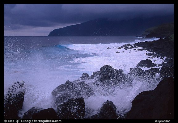 High sea cliffs of Mataalaosagamai ridge, among the tallest in the world, from Siu Point, Tau Island. National Park of American Samoa