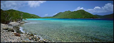 Bay and beach with turquoise waters. Virgin Islands National Park (Panoramic color)