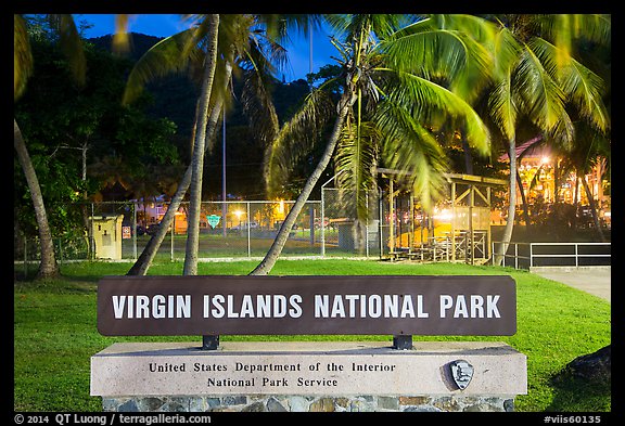 National Park sign. Virgin Islands National Park, US Virgin Islands.