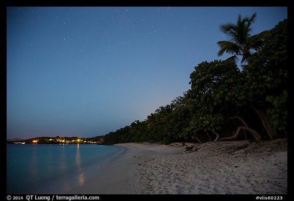 Honeymoon beach at night. Virgin Islands National Park, US Virgin Islands.