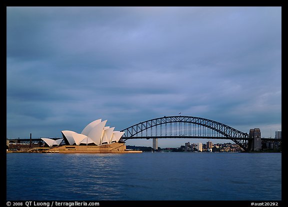 Opera House and Harbor Bridge. Sydney, New South Wales, Australia (color)