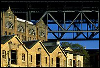 Colonial-era buildings of the Rocks and Harboor bridge. Sydney, New South Wales, Australia (color)