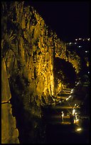 Rock climbing on the banks of the Brisbane River at night. Brisbane, Queensland, Australia (color)
