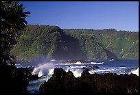 Steep Hana coast seen from the Keanae Peninsula. Maui, Hawaii, USA (color)