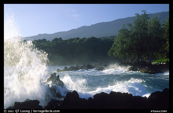 Crashing wave, Keanae Peninsula. Maui, Hawaii, USA (color)