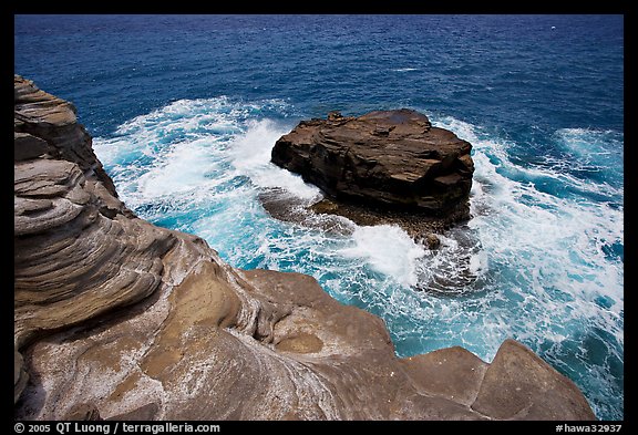 Layered rocks, Portlock. Oahu island, Hawaii, USA (color)