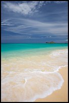 Foam, sand, and turquoise waters, Waimanalo Beach. Oahu island, Hawaii, USA ( color)