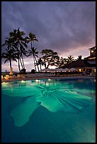 Swimming pool at sunset, Halekulani hotel. Waikiki, Honolulu, Oahu island, Hawaii, USA ( color)