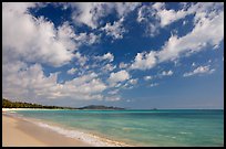 Waimanalo Beach and ocean with turquoise waters and clouds. Oahu island, Hawaii, USA (color)