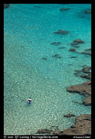 Snorkler,  Hanauma Bay. Oahu island, Hawaii, USA (color)