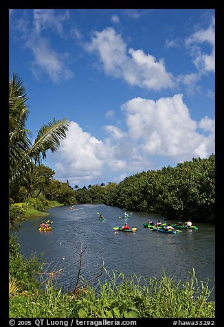 Kayakers, Hanalei River. Kauai island, Hawaii, USA (color)