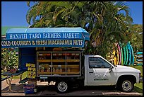 Pickup truck transformed into a fruit stand. Kauai island, Hawaii, USA