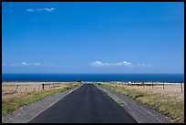 Road and Pacific Ocean, South Point. Big Island, Hawaii, USA