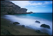 Blurred waves and cliff, Papakolea Beach. Big Island, Hawaii, USA (color)