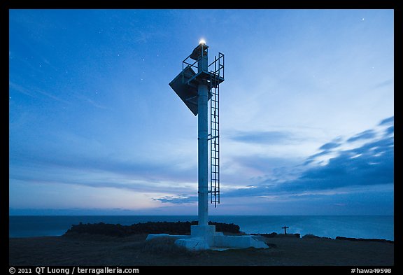 Ka Lea Light at dusk, southernmost point in the US. Big Island, Hawaii, USA (color)