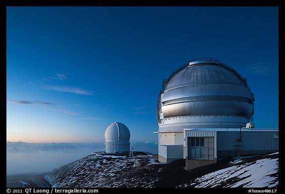 Observatories at dusk. Mauna Kea, Big Island, Hawaii, USA (color)