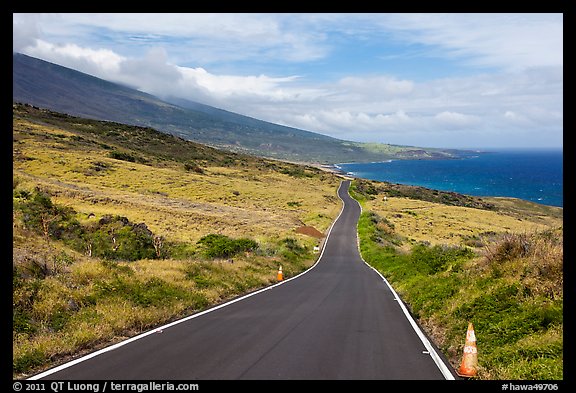 Road across arid landscape. Maui, Hawaii, USA (color)