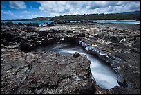 Blowhole,  Mokolea lava bench. Kauai island, Hawaii, USA
