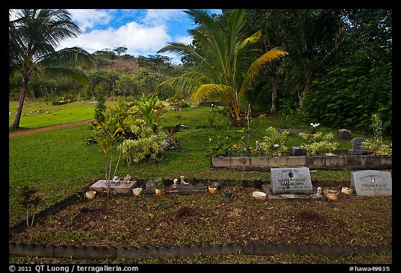 Hawaiian graves, Hanalei Valley. Kauai island, Hawaii, USA